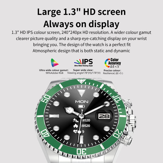 Luxury Smart Watch for Men - Fitness Tracker Bluetooth Call DIY Faces