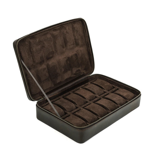Leather Watch Organizer Box - 8/10/12 Slots Vintage Jewelry Storage Case - for Men & Women