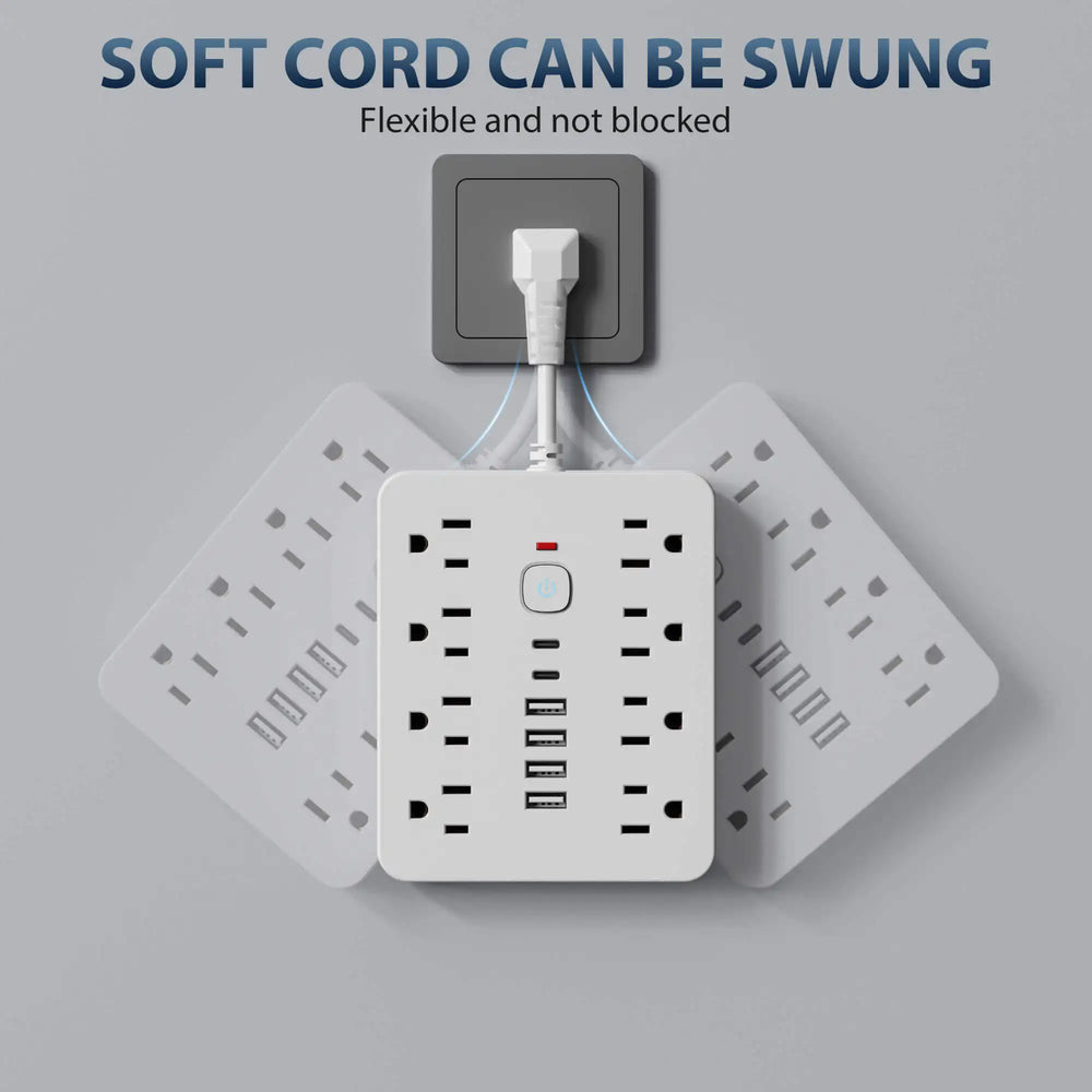 Power Strip - 8 AC Outlets & 6 USB Ports with Surge Protection & Type-C