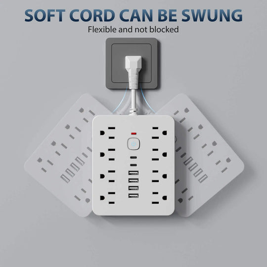 Power Strip - 8 AC Outlets & 6 USB Ports with Surge Protection & Type-C