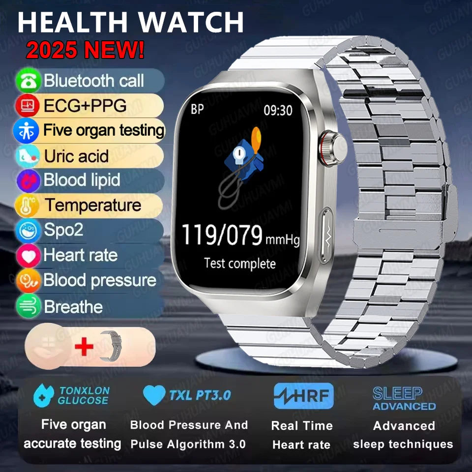 ECG+PPG Health Smartwatch - Heart Rate, Blood Pressure & BT Call Monitor