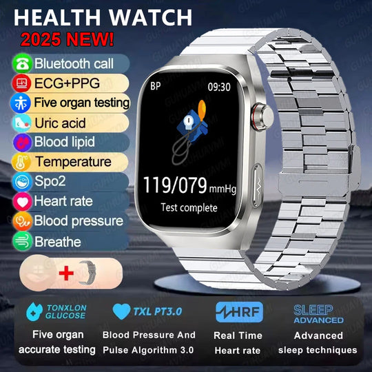 ECG+PPG Health Smartwatch - Heart Rate, Blood Pressure & BT Call Monitor