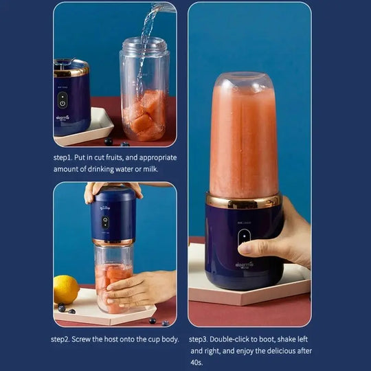 Portable Juicer Cup - 6-Blade Blender Bottle for Smoothies & Fresh Juice
