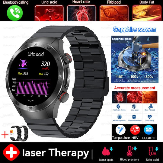 Smart Watch - Health Tracker Uric Acid Body Fat Bluetooth Call