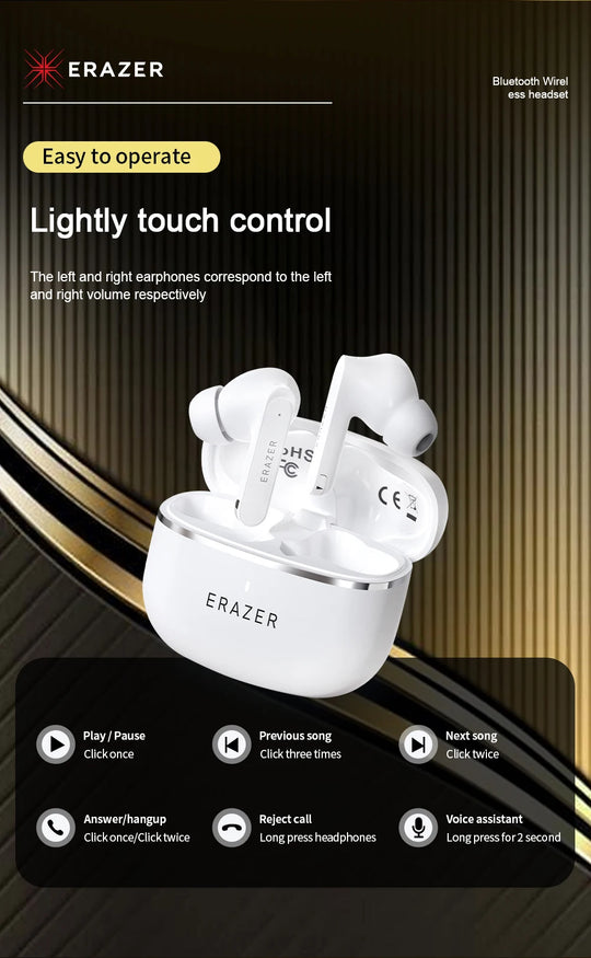 Wireless Bluetooth Earbuds - HiFi Stereo Sports Noise Reduction Headphones