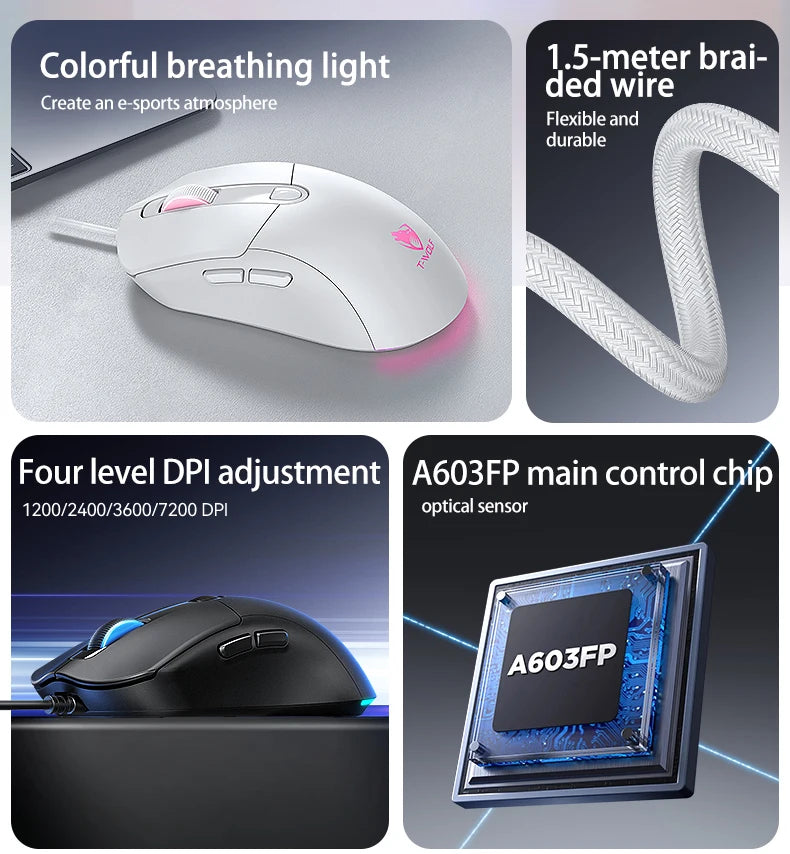 Wired Gaming Mouse - 6-Key High Precision Optical Mouse for PC & Laptop
