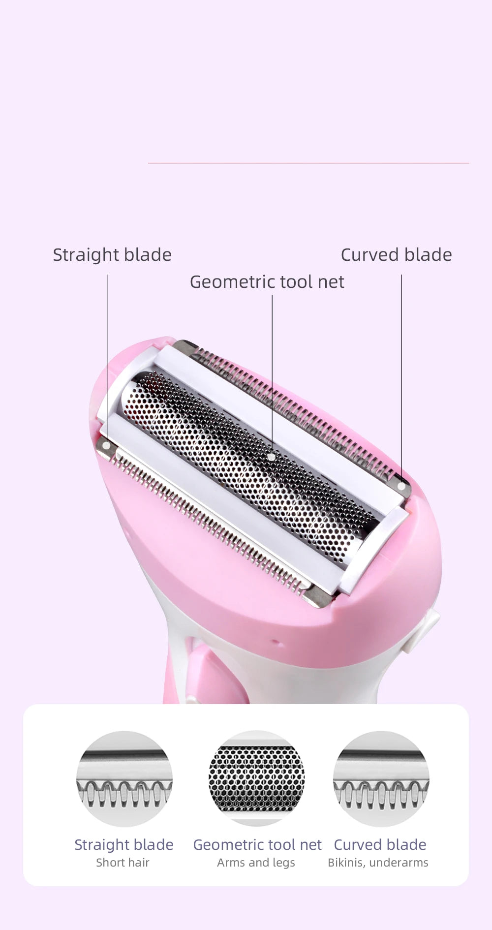 Rechargeable Lady Shaver & Epilator - Full Body Hair Removal, 30 Tweezers, Active Massage