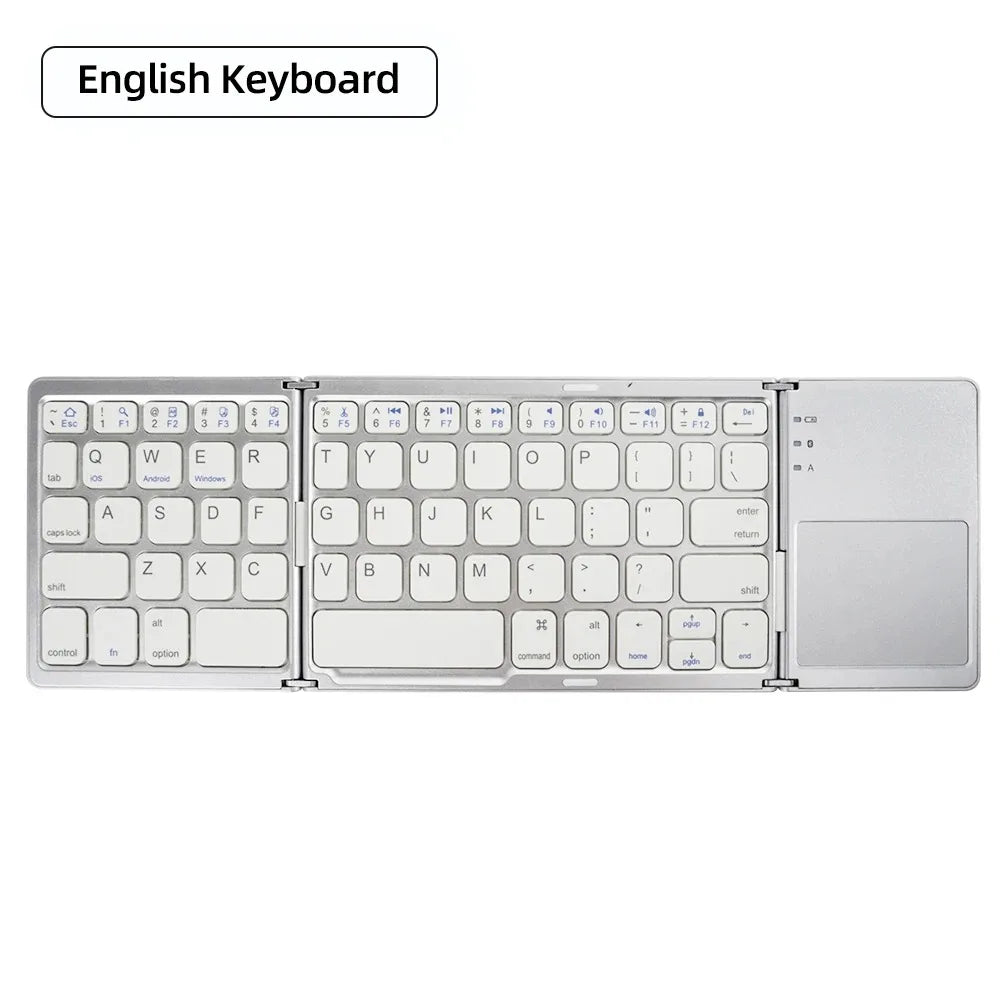 Foldable Bluetooth Keyboard with Touchpad - Mini Wireless Keyboard for Tablet iPad Phone Windows Android iOS