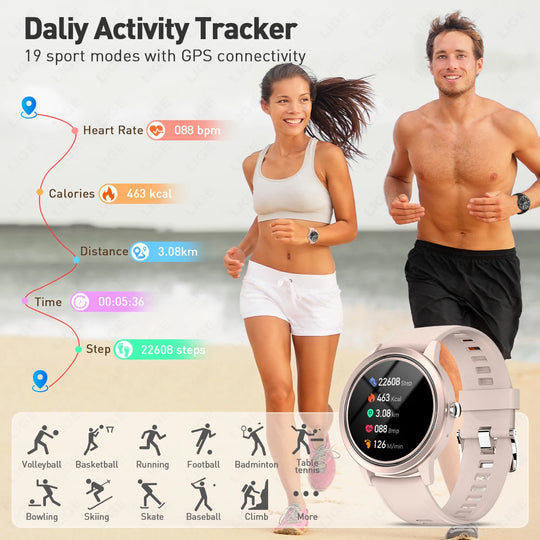Women's Bluetooth Smart Watch - Heart Rate Blood Pressure Monitor Waterproof Smartwatch for Android & iOS