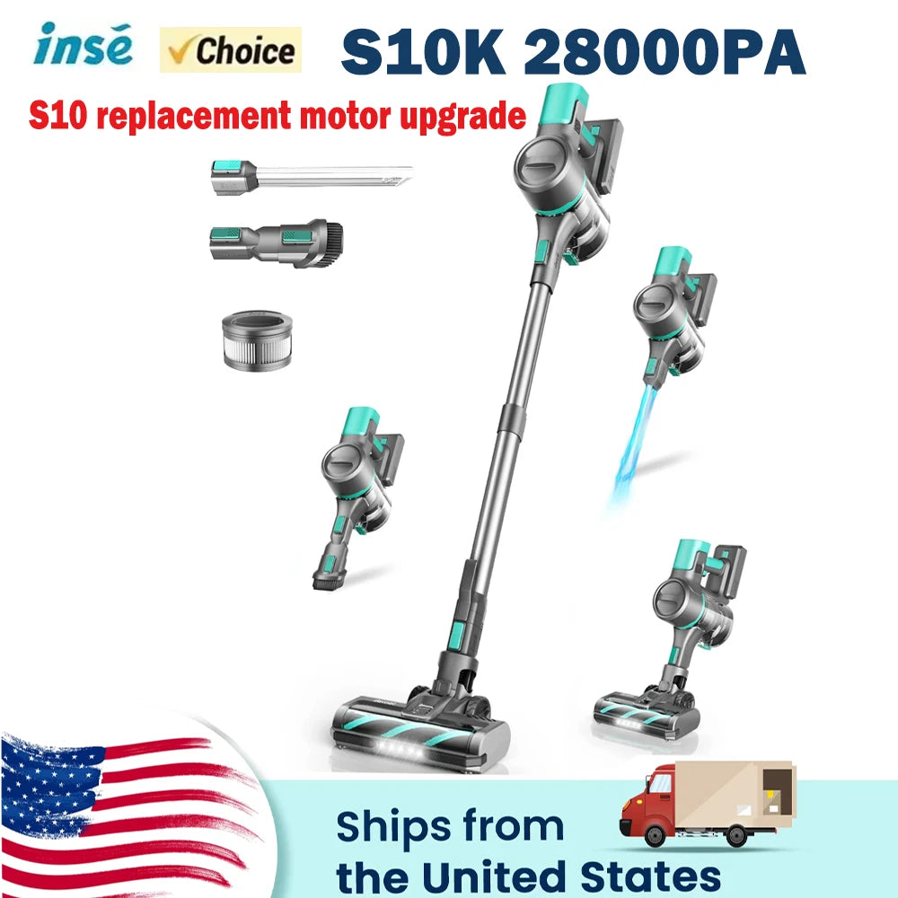 Cordless Vacuum Cleaner - 28KPa 3-Mode Handheld Stick for Home & Carpet - Plug Type