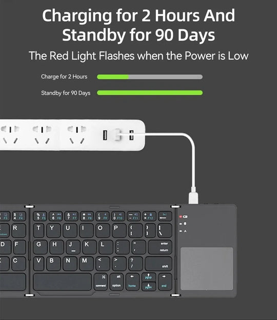 Foldable Bluetooth Keyboard with Touchpad - Mini Wireless Keyboard for Tablet iPad Phone Windows Android iOS