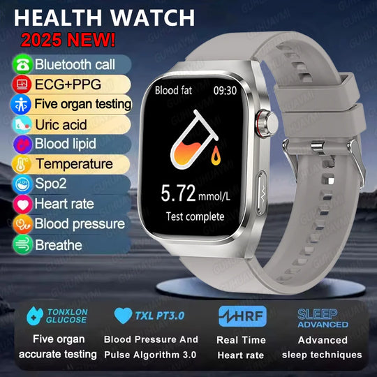 ECG+PPG Health Smartwatch - Heart Rate, Blood Pressure & BT Call Monitor