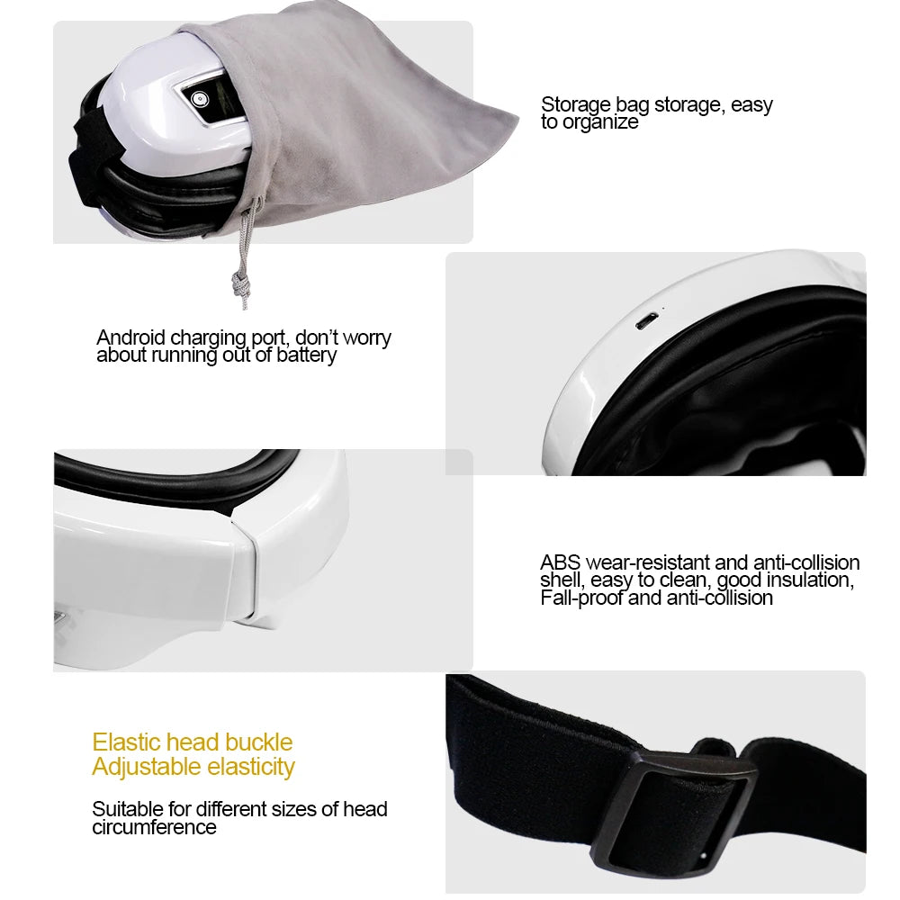 Eye Massager - Smart Airbag, Heat Compress, Vibration & Bluetooth Music - for Eye Fatigue Relief