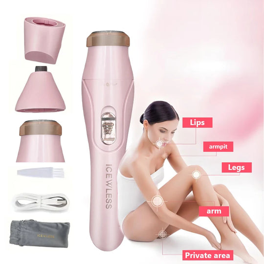 Portable Electric Lady Shaver - Armpit, Bikini, Arm, Leg & Face Hair Removal - Painless
