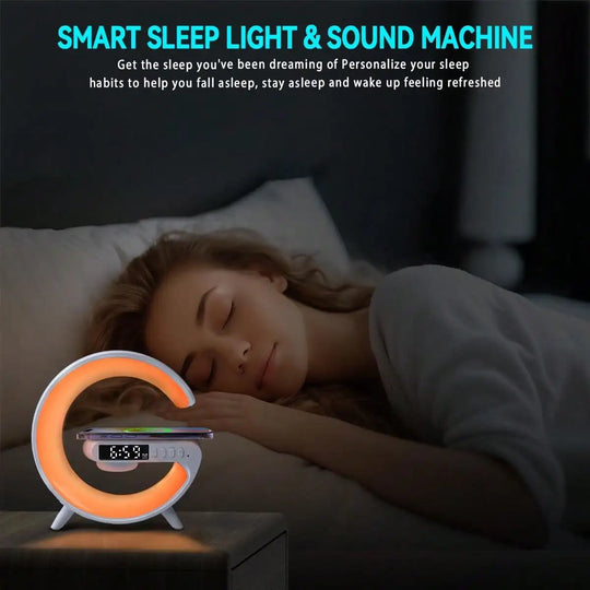 Wireless Charger - 30W RGB with Alarm Clock, Bluetooth Speaker & Night Light