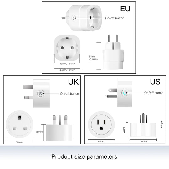 MOES WiFi Smart Power Socket Plug Brightness Adjust Timer For Tuya Smart Life App,Alexa Google Voice Control EU/UK/US