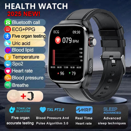 ECG+PPG Health Smartwatch - Heart Rate, Blood Pressure & BT Call Monitor