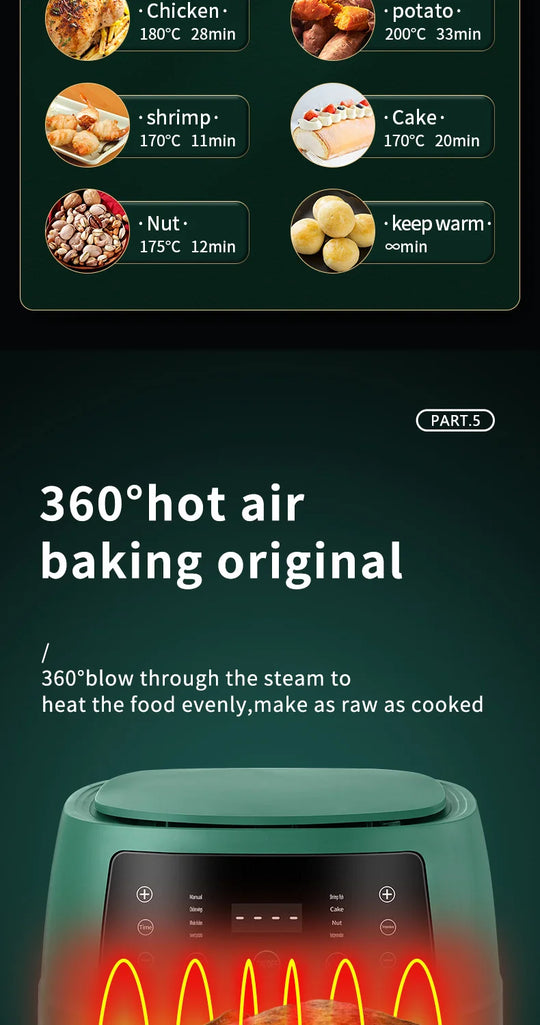 5L Smart Electric Air Fryers