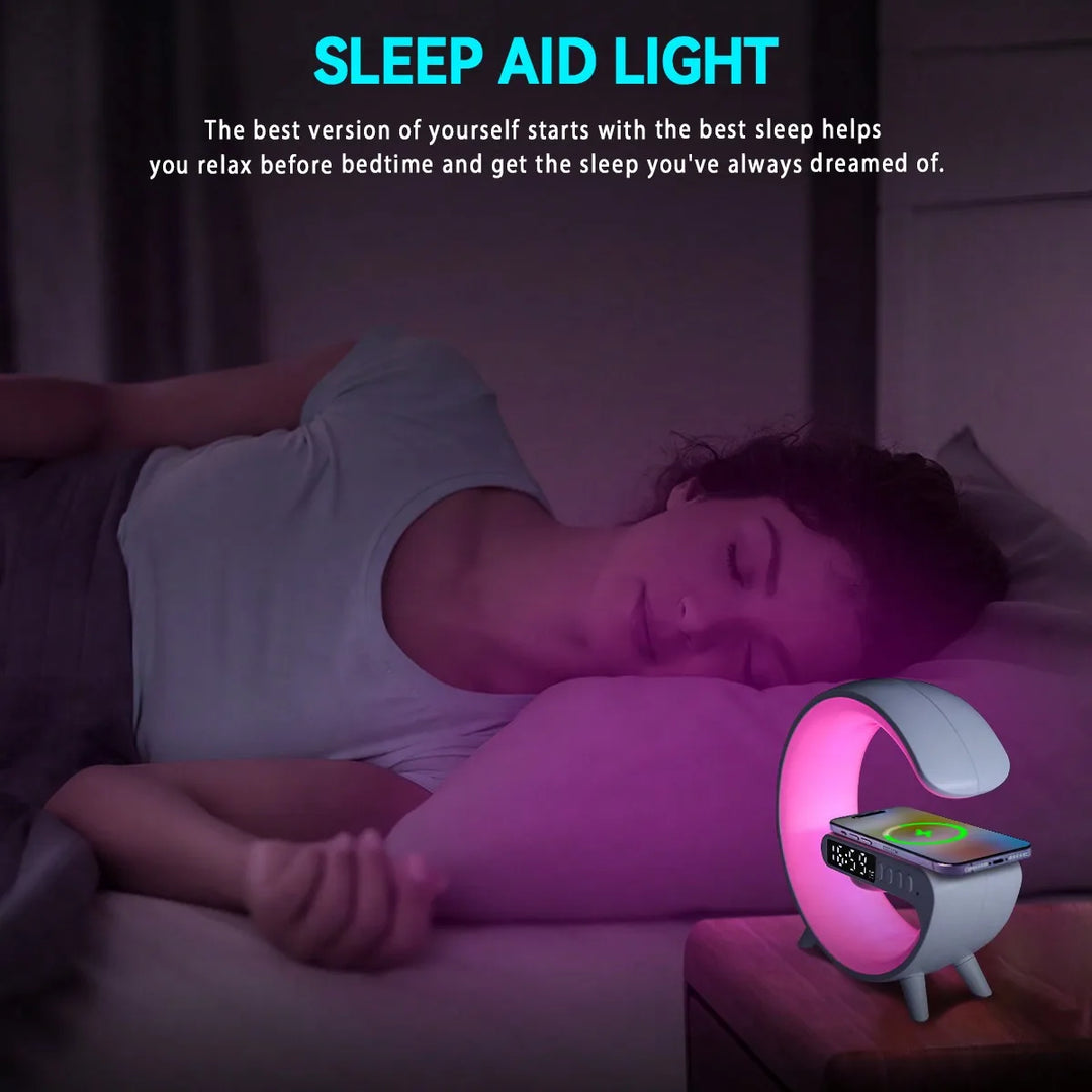 Wireless Charger - 30W RGB with Alarm Clock, Bluetooth Speaker & Night Light