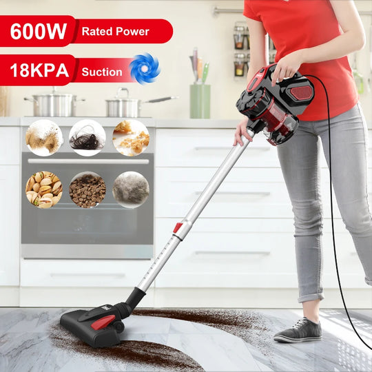Corded Vacuum Cleaner - 18KPa 600W 4-in-1 Stick & Handheld for Home & Pet Hair