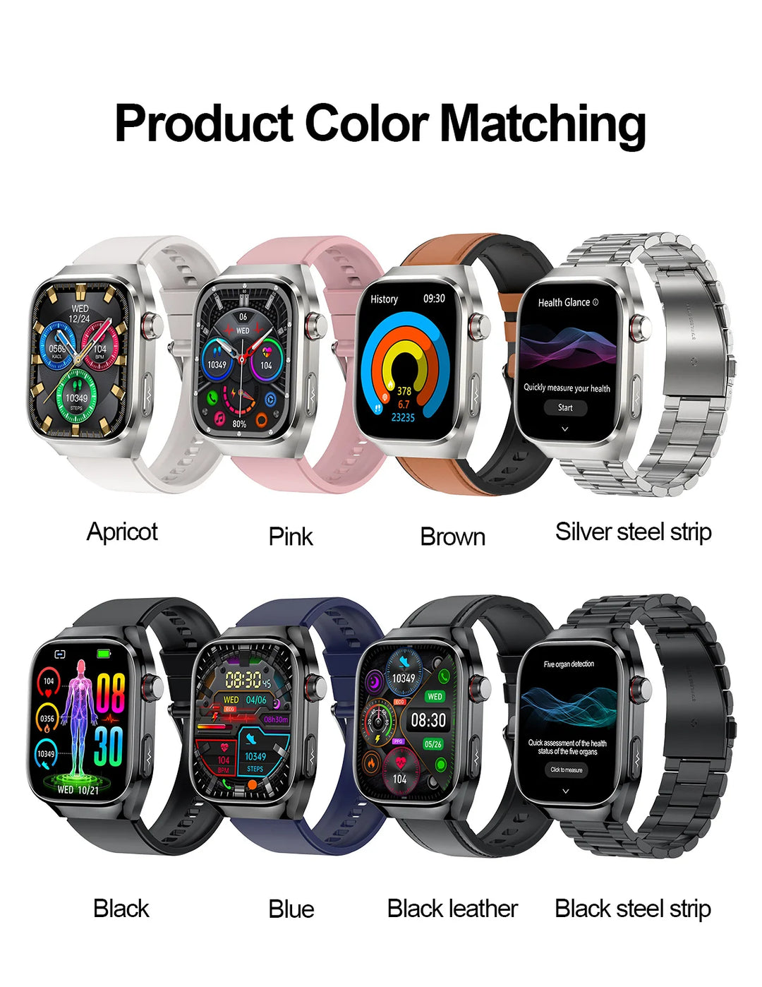ECG+PPG Health Smartwatch - Heart Rate, Blood Pressure & BT Call Monitor