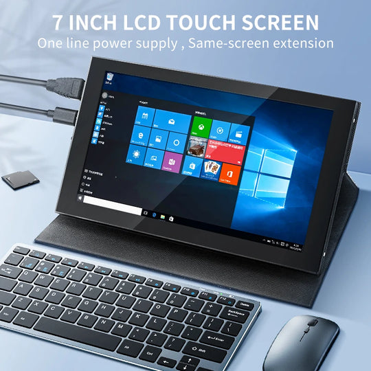 7 Inch IPS Touch Screen HDMI-compatible 1024*600 LCD for Raspberry Pi Windows PC Display with Holder Case Portable Monitor