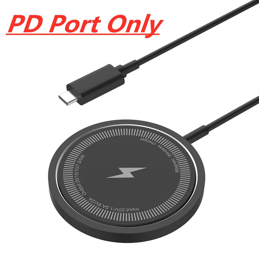 Magnetic iPhone Wireless Charger Pad USB  for 15 14 13 12 Pro Max Mini Fast Wireless Charging
