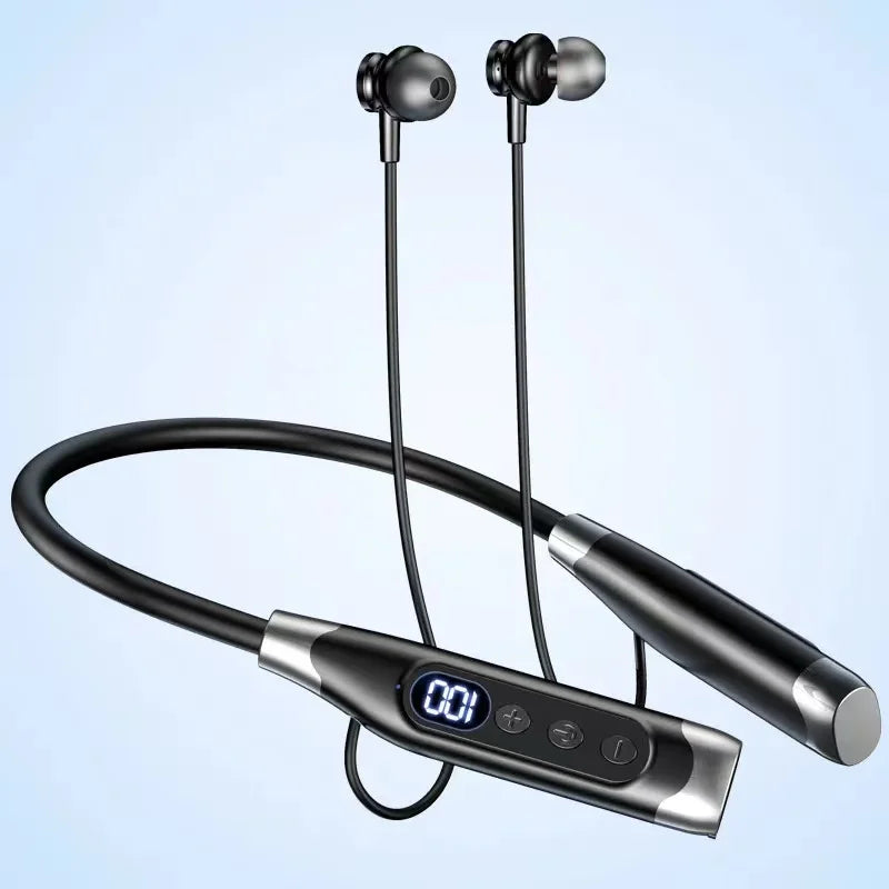 Wireless Neckband Bluetooth Headphones - Magnetic Earbuds LED Display Sports