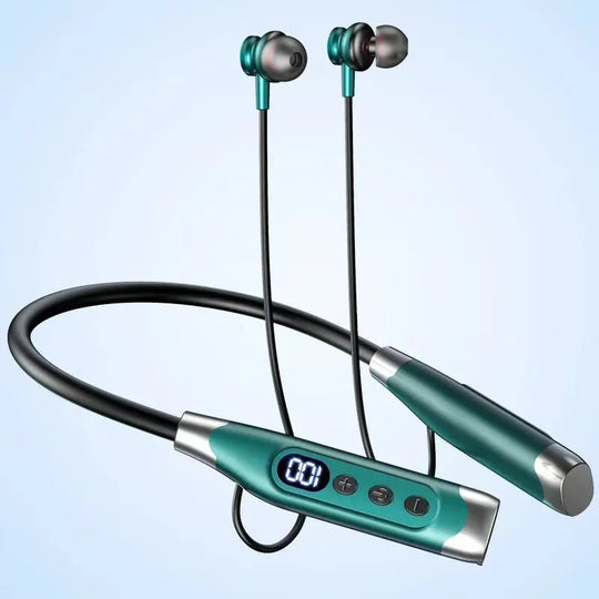 Wireless Neckband Bluetooth Headphones - Magnetic Earbuds LED Display Sports