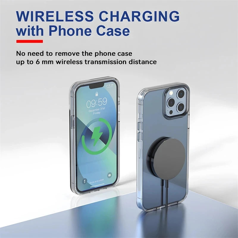 Magnetic iPhone Wireless Charger Pad USB  for 15 14 13 12 Pro Max Mini Fast Wireless Charging