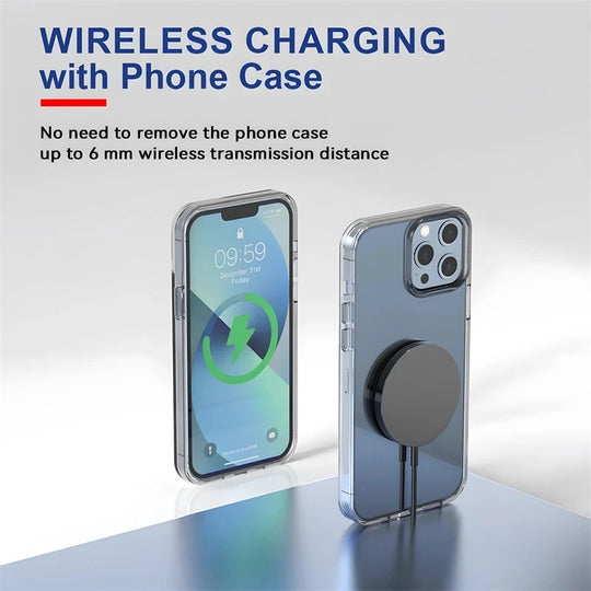 Magnetic iPhone Wireless Charger Pad USB  for 15 14 13 12 Pro Max Mini Fast Wireless Charging