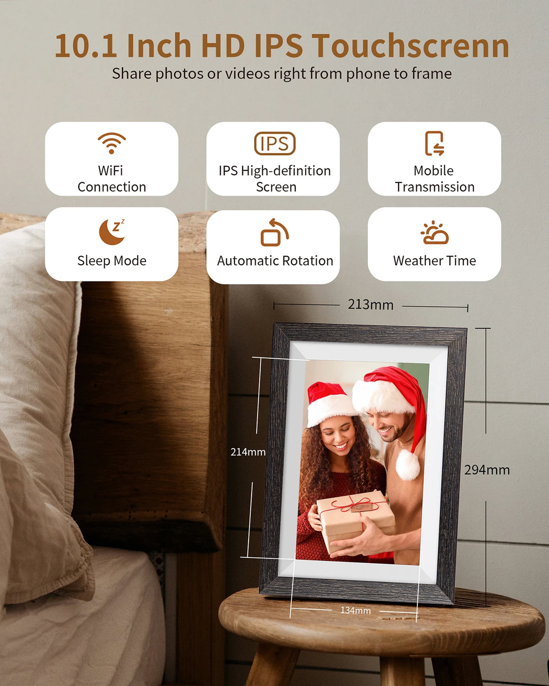 10.1 Inch WiFi Digital Picture Frame, 1280x800 IPS HD