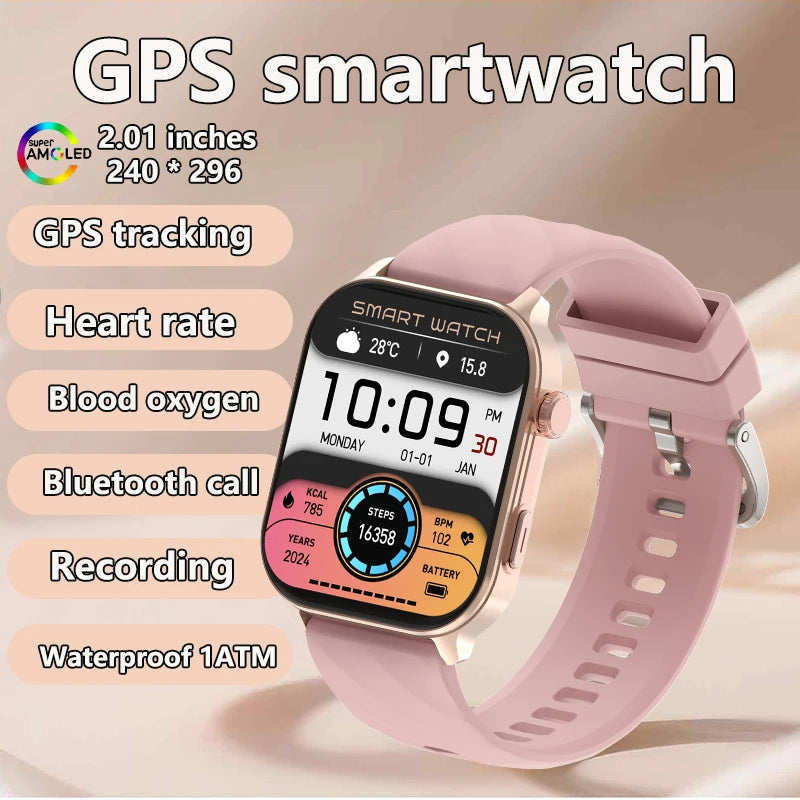 GPS Smart Watch - Heart Rate Blood Oxygen Pressure Bluetooth Call NFC