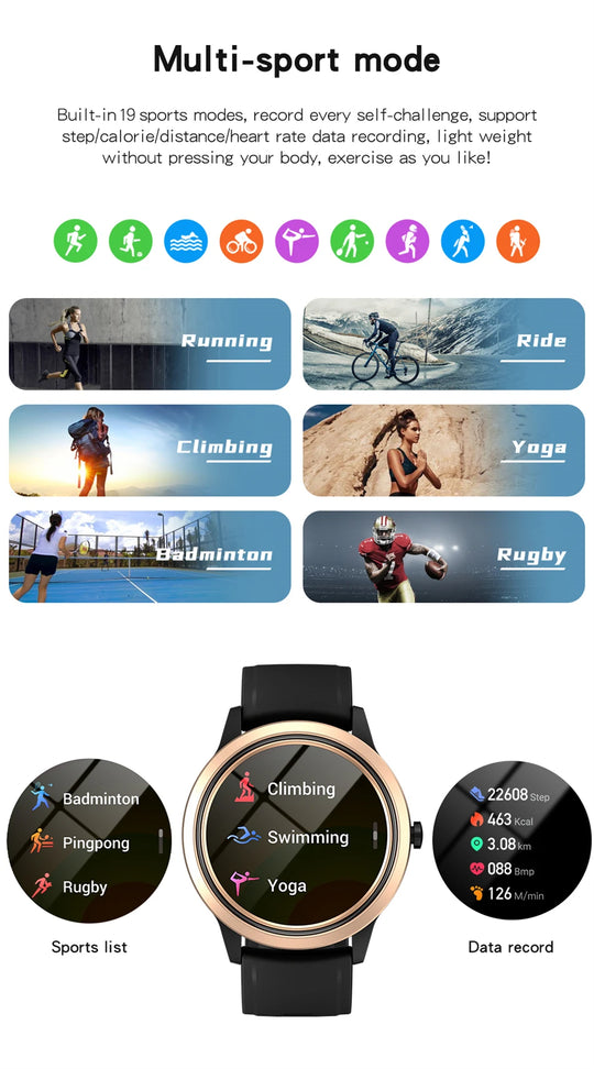 Women's Bluetooth Smart Watch - Heart Rate Blood Pressure Monitor Waterproof Smartwatch for Android & iOS