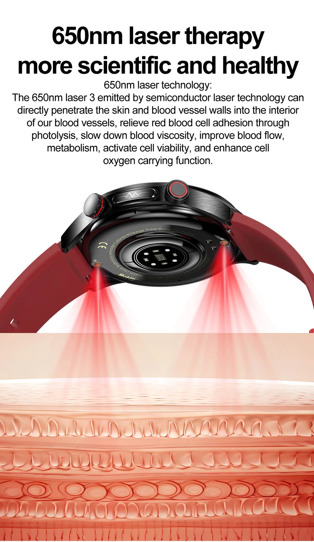 Smart Watch - Health Tracker Uric Acid Body Fat Bluetooth Call