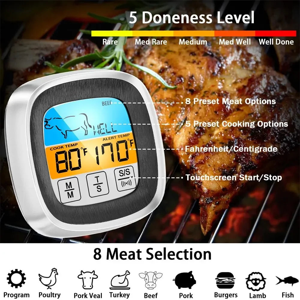 Digital Kitchen Thermometer Probe Touch Screen Meat Barbecue Food Temperature Measure Tool