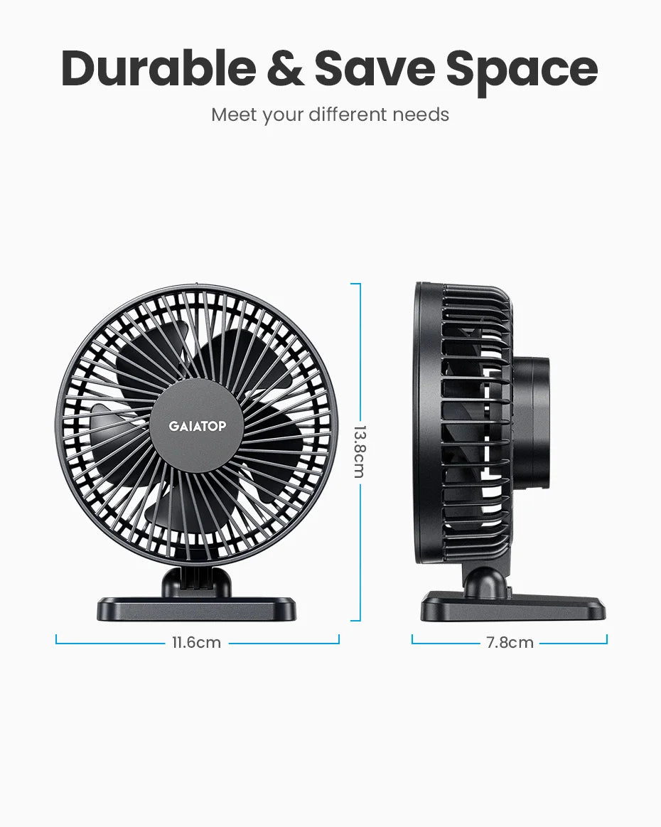 GAIATOP Mini USB Desktop Fan - Portable Quiet Cooling Fan with 3 Speed Settings