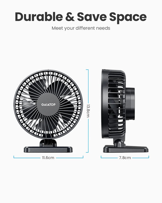 GAIATOP Mini USB Desktop Fan - Portable Quiet Cooling Fan with 3 Speed Settings