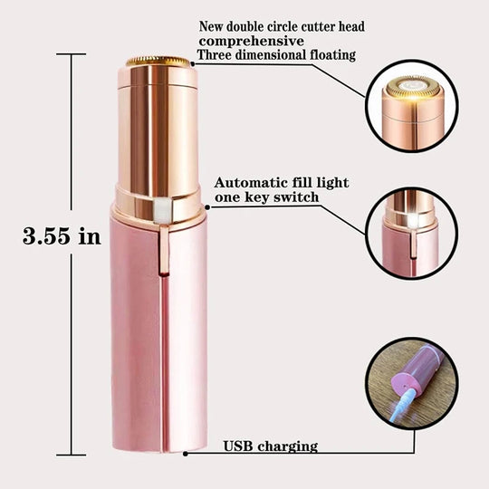 Electric Facial Hair Remover - Lipstick Shaver with Built-in LED Light - for Women