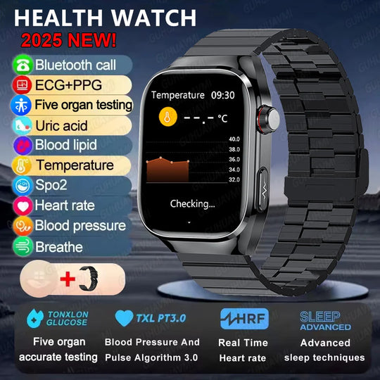 ECG+PPG Health Smartwatch - Heart Rate, Blood Pressure & BT Call Monitor