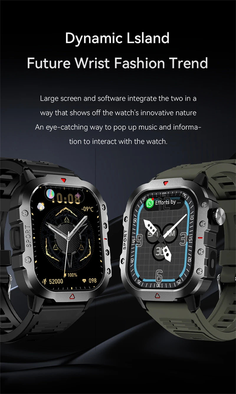 Military Smart Watch for Men - IP68 Outdoor Sports Fitness Tracker with Bluetooth Call