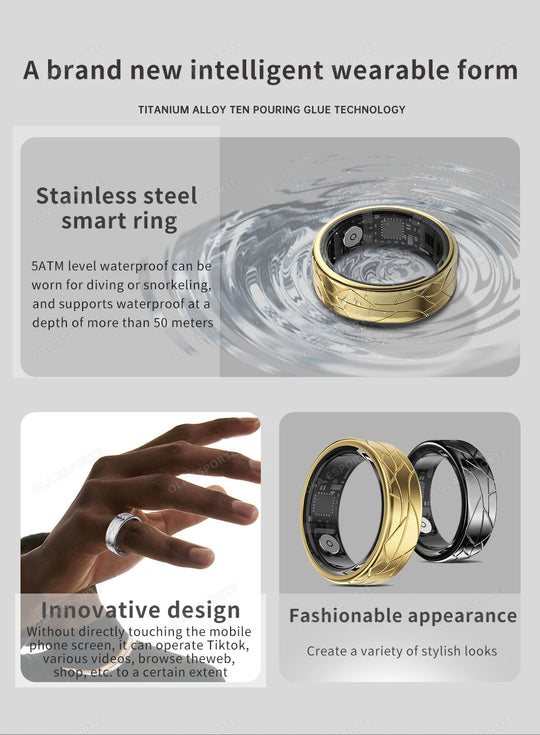 Smart Ring - Heart Rate Blood Oxygen Monitor IP68 Waterproof