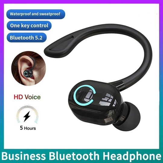 Wireless Bluetooth 5.0 Earphones - Single In-Ear Sports Headset with Mic & ANC