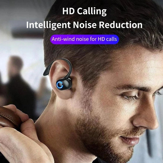 Wireless Bluetooth 5.0 Earphones - Single In-Ear Sports Headset with Mic & ANC