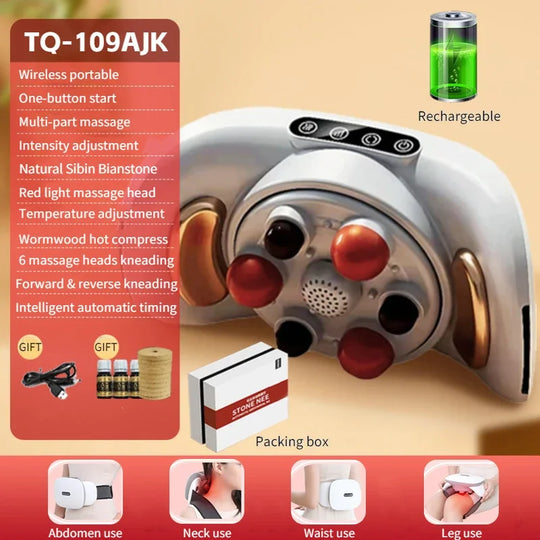 Electric Moxibustion Heating Belt Massager Neck Waist Leg Massage Improve Indigestion