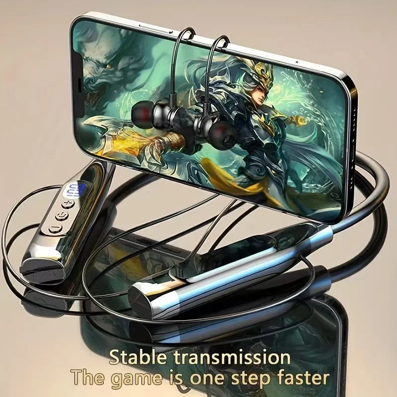 Wireless Neckband Bluetooth Headphones - Magnetic Earbuds LED Display Sports