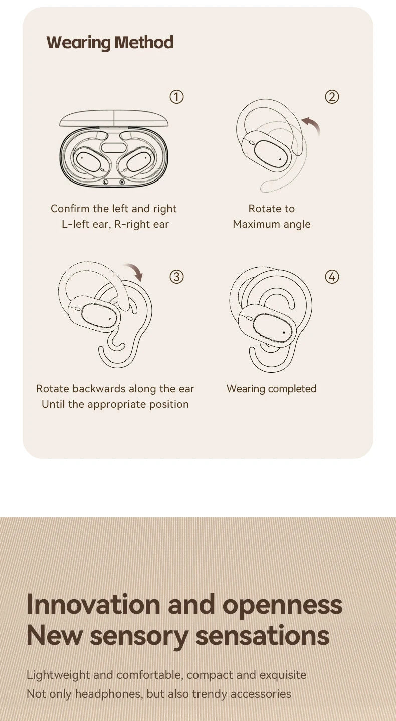 Open-Ear Wireless Earbuds - Bluetooth Low Latency Gaming Sports Headphones