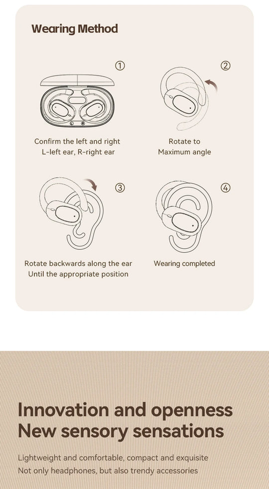 Open-Ear Wireless Earbuds - Bluetooth Low Latency Gaming Sports Headphones