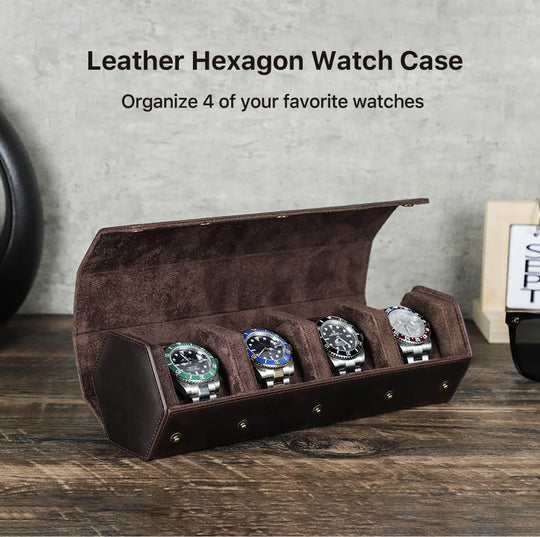 Leather Watch Roll Box - 1/2/3/4/6/8 Slots Travel Case & Display Holder - for Men & Women