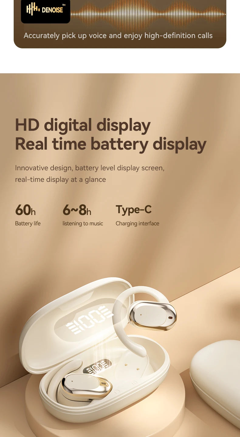 Open-Ear Wireless Earbuds - Bluetooth Low Latency Gaming Sports Headphones